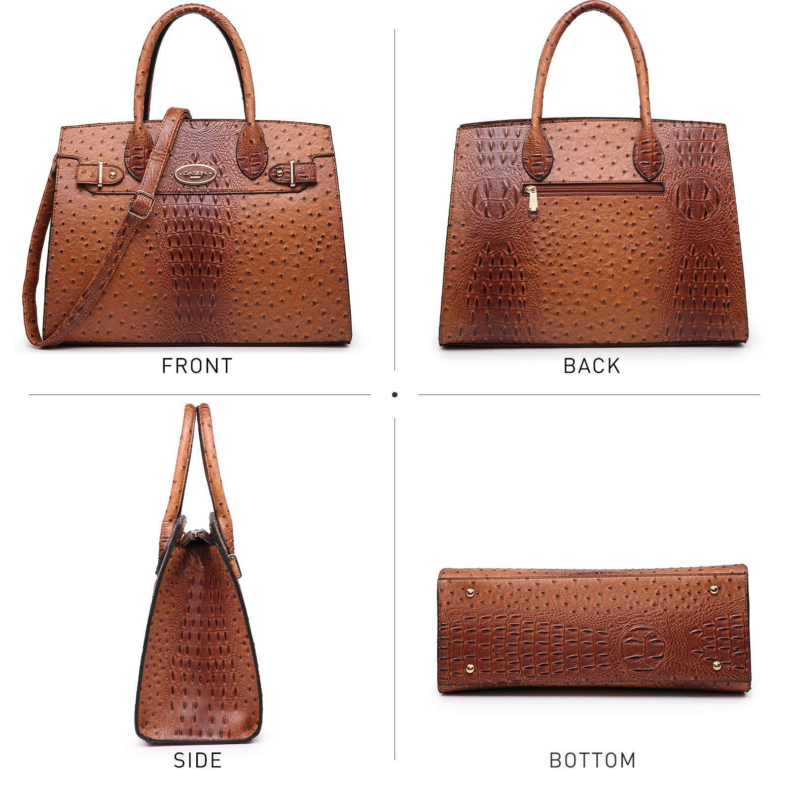 Fashion embossed Shoulder Top Handle Satchel Tote Bag with Matching Clutch l Dasein - Dasein Bags