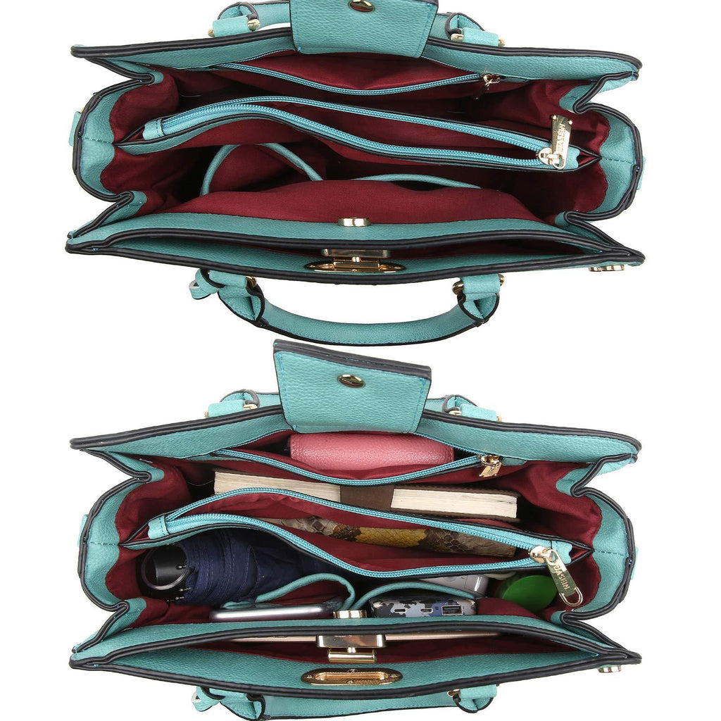 Studded Handbag with Matching Wristlet - Dasein Bags