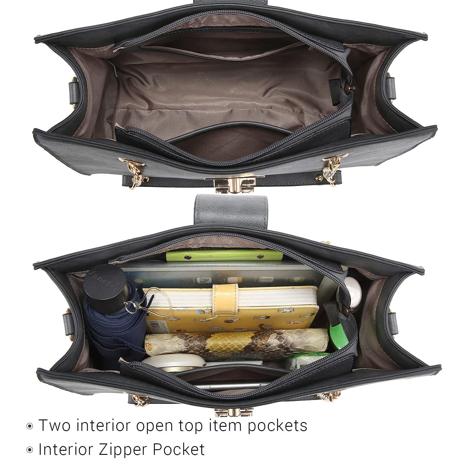 Women Fashion Chain Fashion Belt lock Tote Bags With Matching Clutch Dasein - Dasein Bags