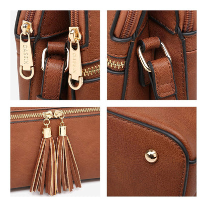 Tassel Front Zipper Crossbody Bag - Dasein Bags
