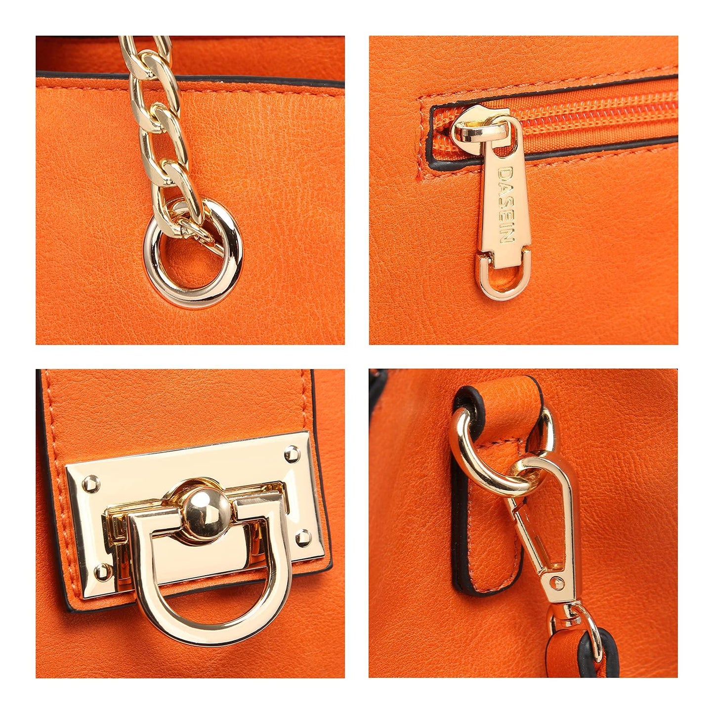 Women Fashion Chain Fashion Belt lock Tote Bags With Matching Clutch Dasein - Dasein Bags