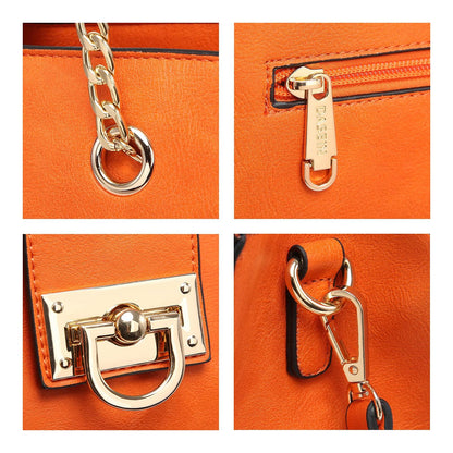 Women Fashion Chain Fashion Belt lock Tote Bags With Matching Clutch Dasein - Dasein Bags