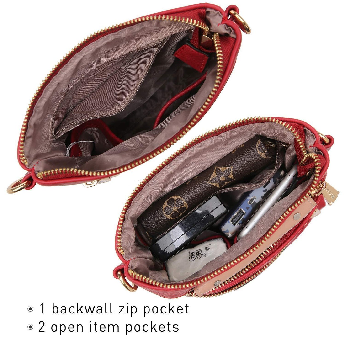 Women PU Leather Lightweight Crossbody Bag with Multi Pockets l Dasein - Dasein Bags