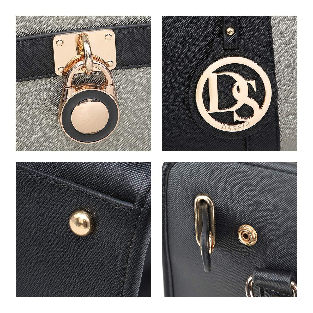 Two Tone Satchel Top Handle Bags Work Tote with Matching Wallet l Dasein - Dasein Bags