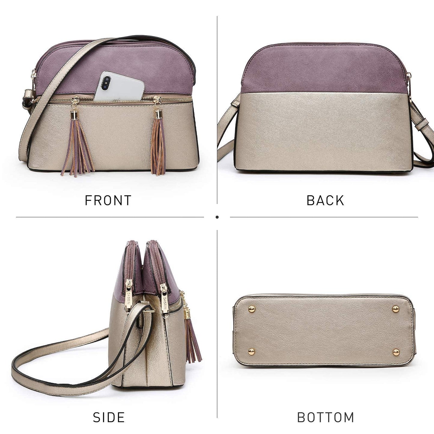 Two-Tone Tassel Crossbody Bag - Dasein Bags