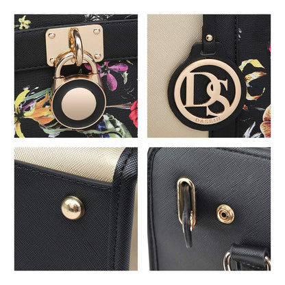 Two Tone Satchel Top Handle Bags Work Tote with Matching Wallet l Dasein - Dasein Bags