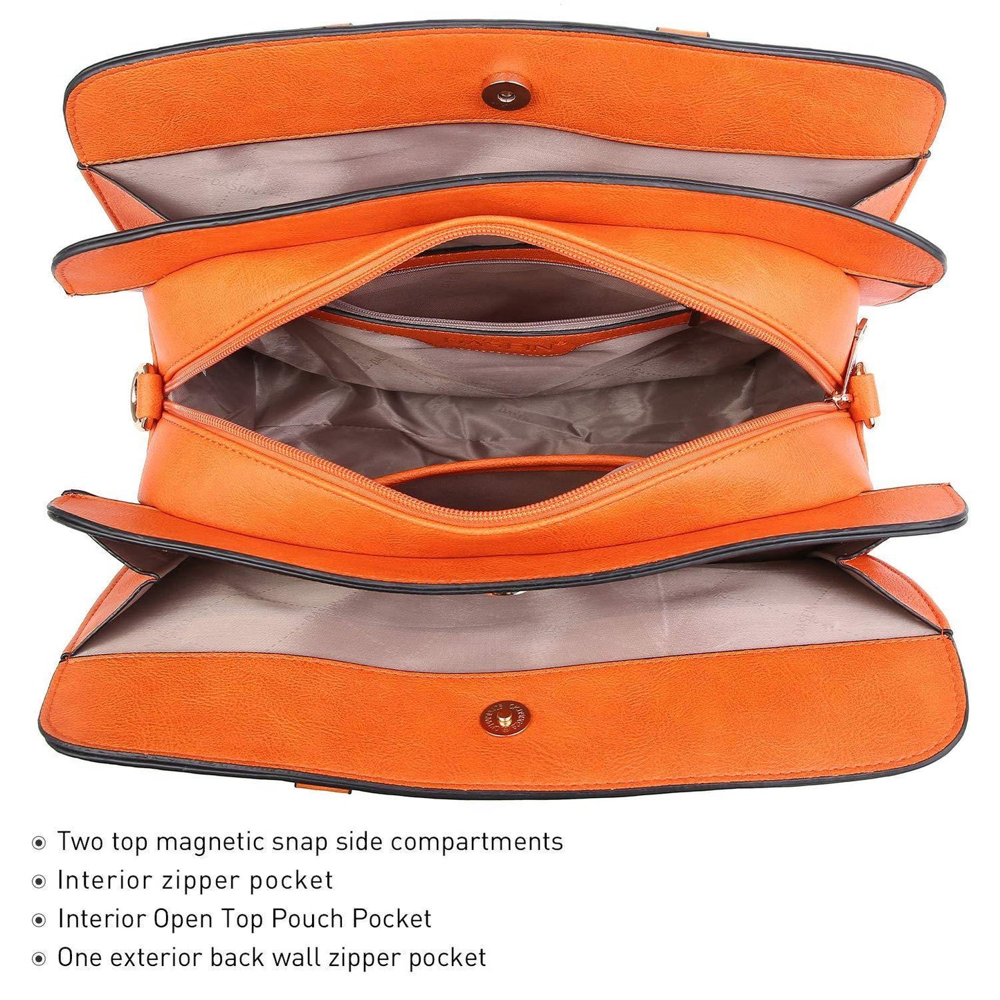 Gold-Tone Hardware Vegan Leather Textured Handbag with Matching Wallet l Dasein - Dasein Bags