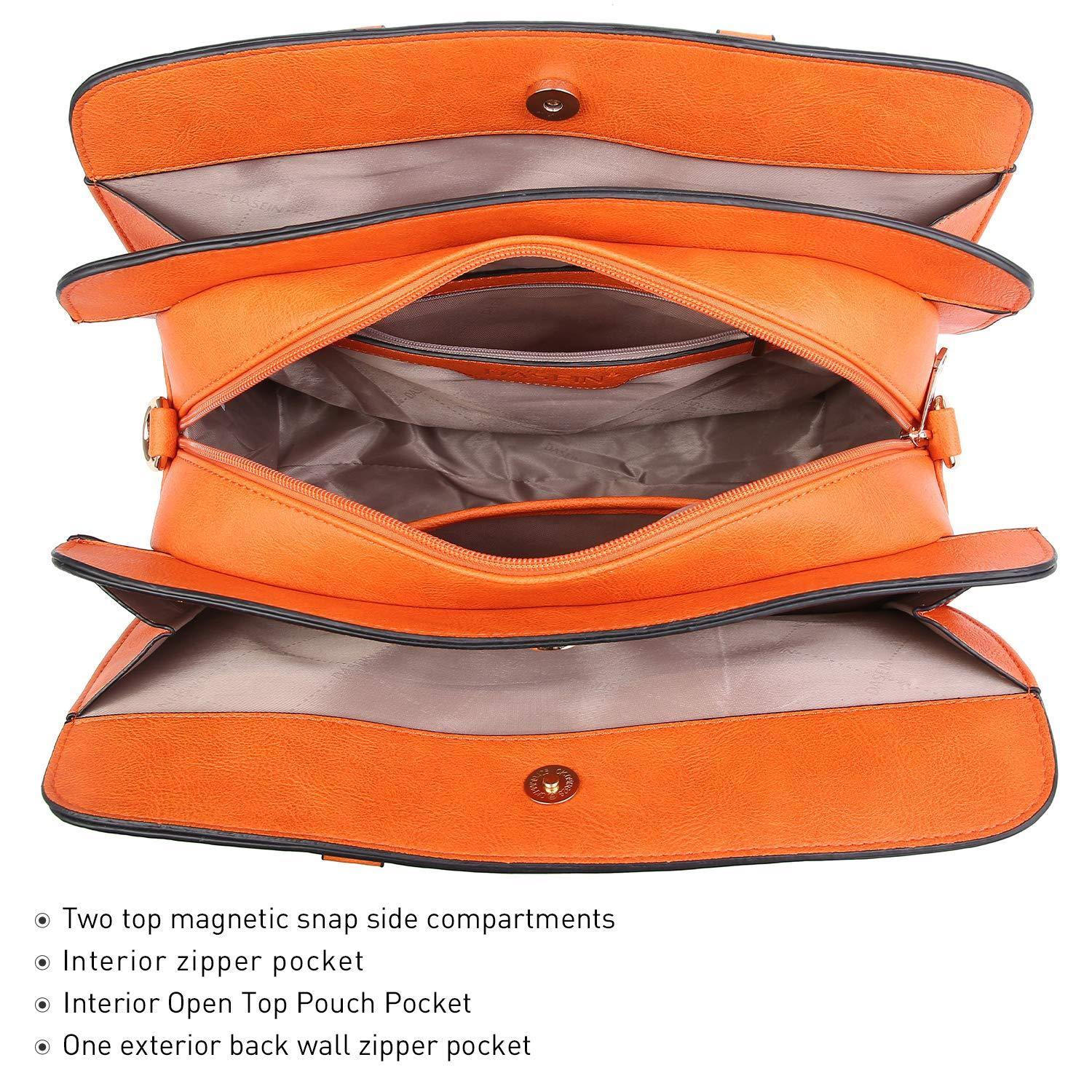 Gold-Tone Hardware Vegan Leather Textured Handbag with Matching Wallet l Dasein - Dasein Bags