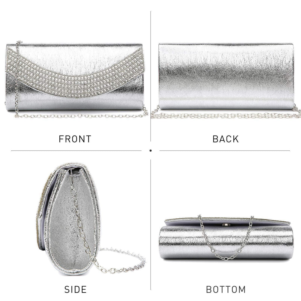 PU Leather Rhinestone Evening Bags Formal Wedding Party Purse Dasein - Dasein Bags