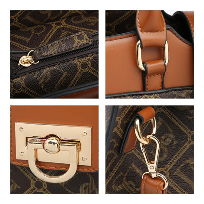 Monogram Flap Satchel with Matching Wristlet - Dasein Bags