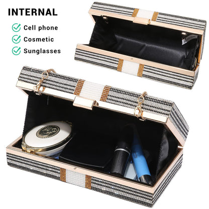 Stack of Cash Dollars Clutch Party Purse Crystal Evening Bag Cocktail for Women - Dasein Bags