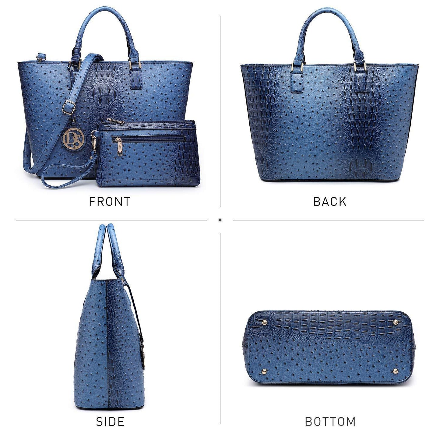 Fashion Embossed Pattern Tote with Matching Wallet - Dasein Bags