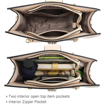 Women Fashion Chain Fashion Belt lock Tote Bags With Matching Clutch Dasein - Dasein Bags