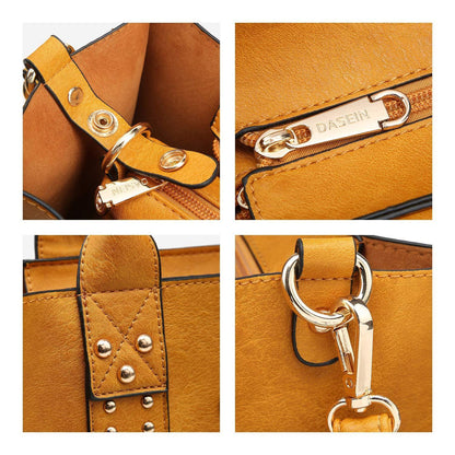 Studded 3-in-1 Top Handle Tote Handbag l Dasein - Dasein Bags