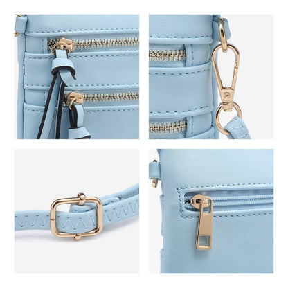 Lightweight Functional Multi Pocket Vegan Leather Shoulder Crossbody Bag l Dasein - Dasein Bags