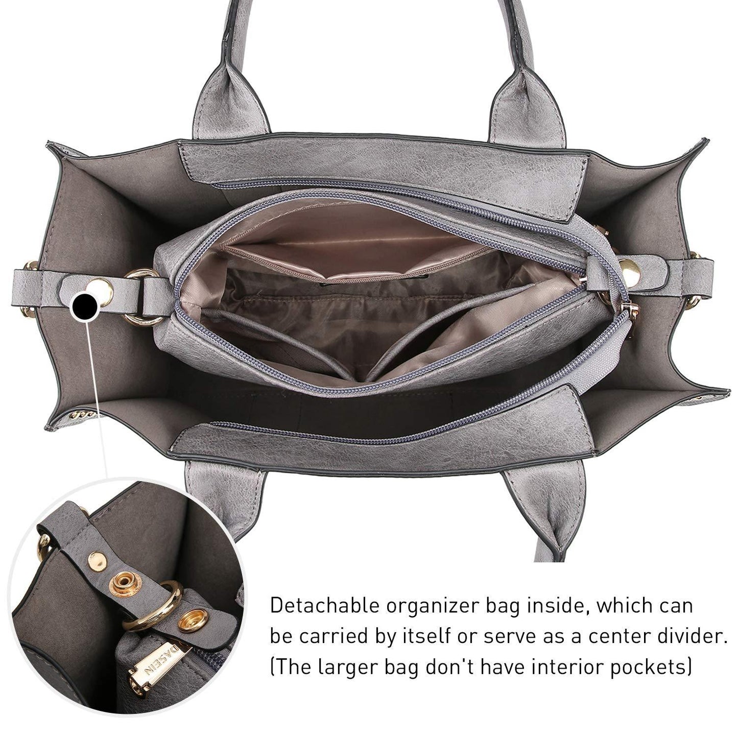 Studded 3-in-1 Top Handle Tote Handbag l Dasein - Dasein Bags