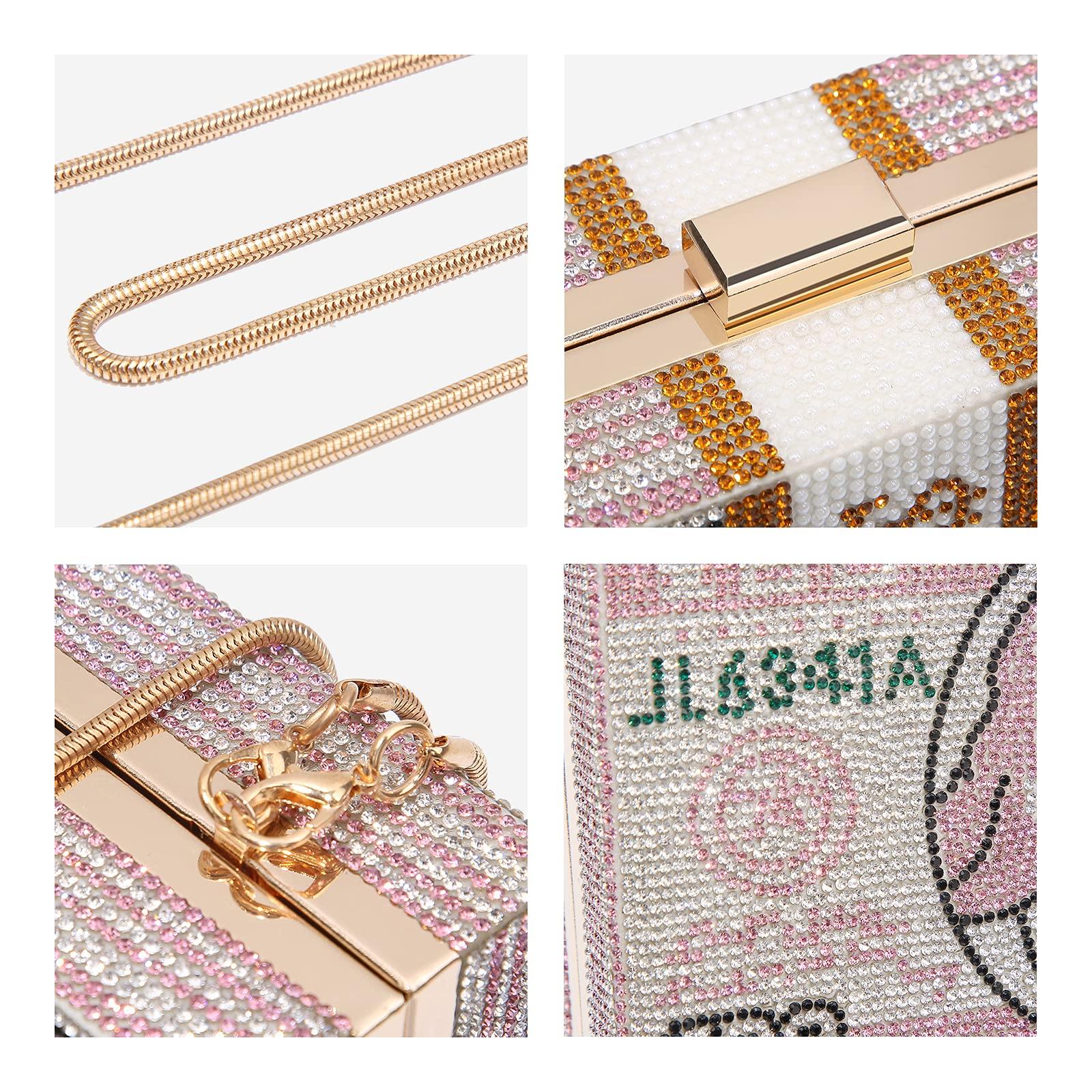 Stack of Cash Dollars Clutch Party Purse Crystal Evening Bag Cocktail for Women - Dasein Bags