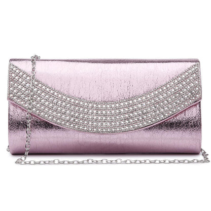 PU Leather Rhinestone Evening Bags Formal Wedding Party Purse Dasein - Dasein Bags
