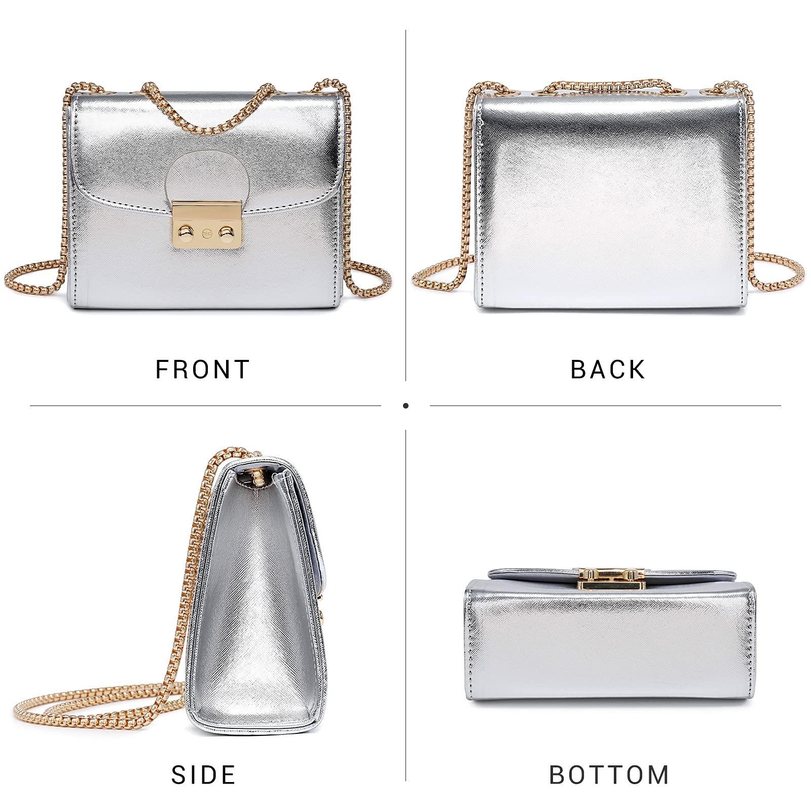 Push Lock Lightweight Vegan Leather Crossbody Bag With Chain Strap By Dasein - Dasein Bags