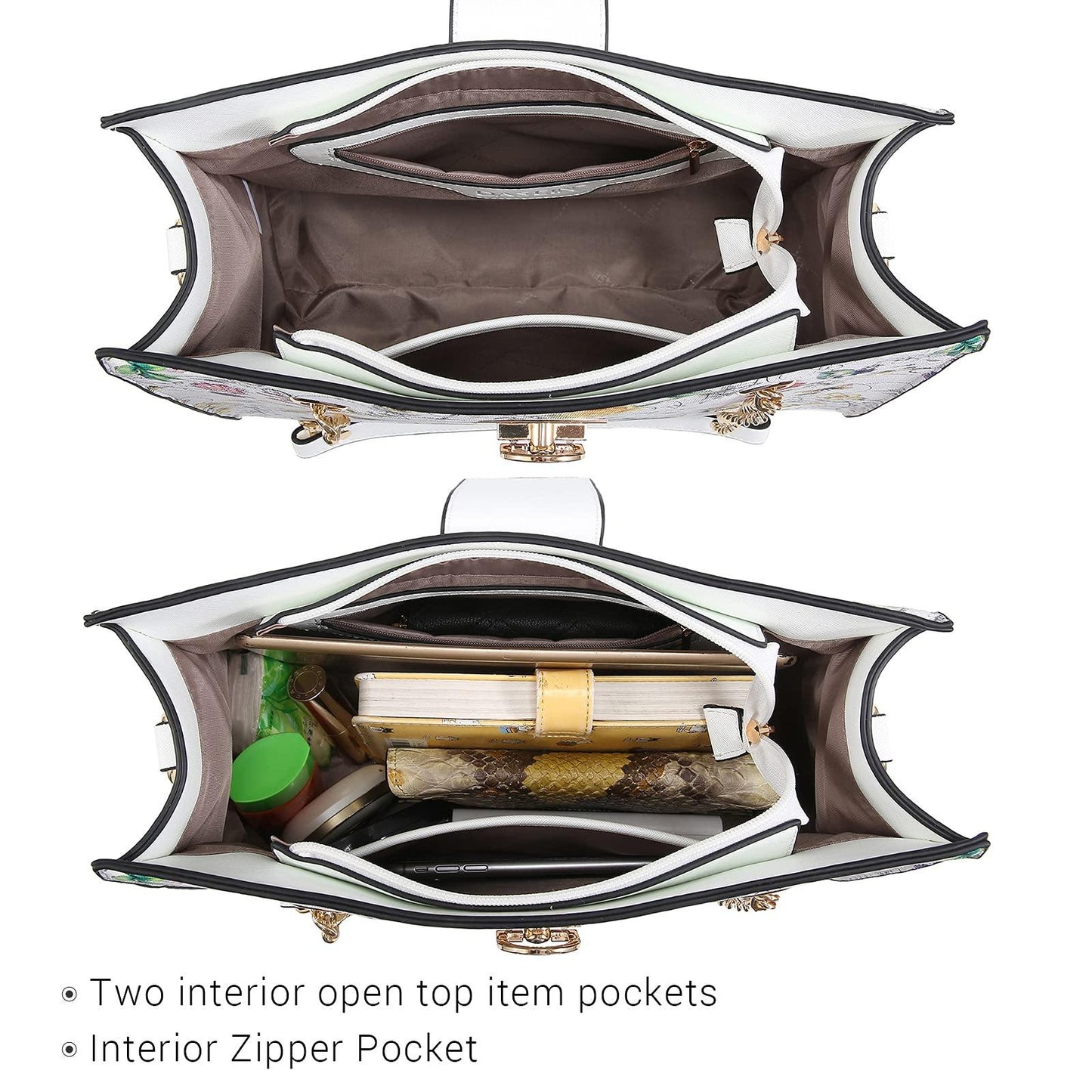 Women Fashion Chain Fashion Belt lock Tote Bags With Matching Clutch Dasein - Dasein Bags