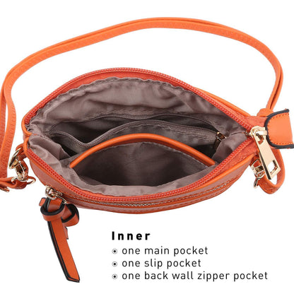 Lightweight Functional Multi Pocket Vegan Leather Shoulder Crossbody Bag l Dasein - Dasein Bags