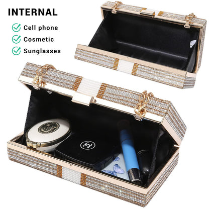 Stack of Cash Dollars Clutch Party Purse Crystal Evening Bag Cocktail for Women - Dasein Bags