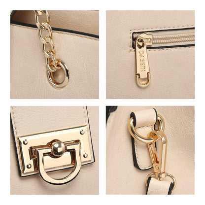 Women Fashion Chain Fashion Belt lock Tote Bags With Matching Clutch Dasein - Dasein Bags