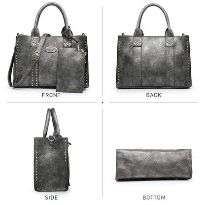 Studded 3-in-1 Top Handle Tote Handbag l Dasein - Dasein Bags