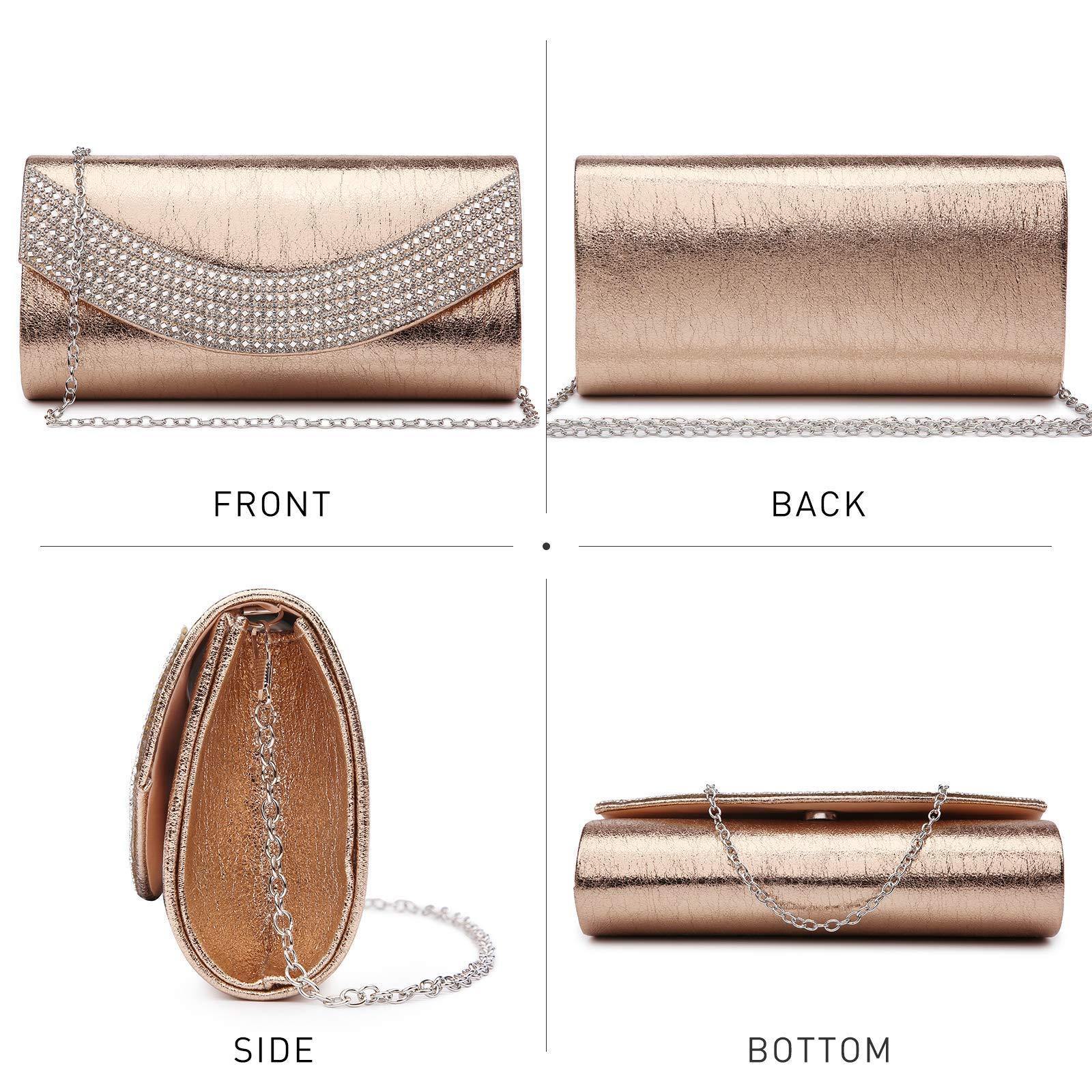 PU Leather Rhinestone Evening Bags Formal Wedding Party Purse Dasein - Dasein Bags