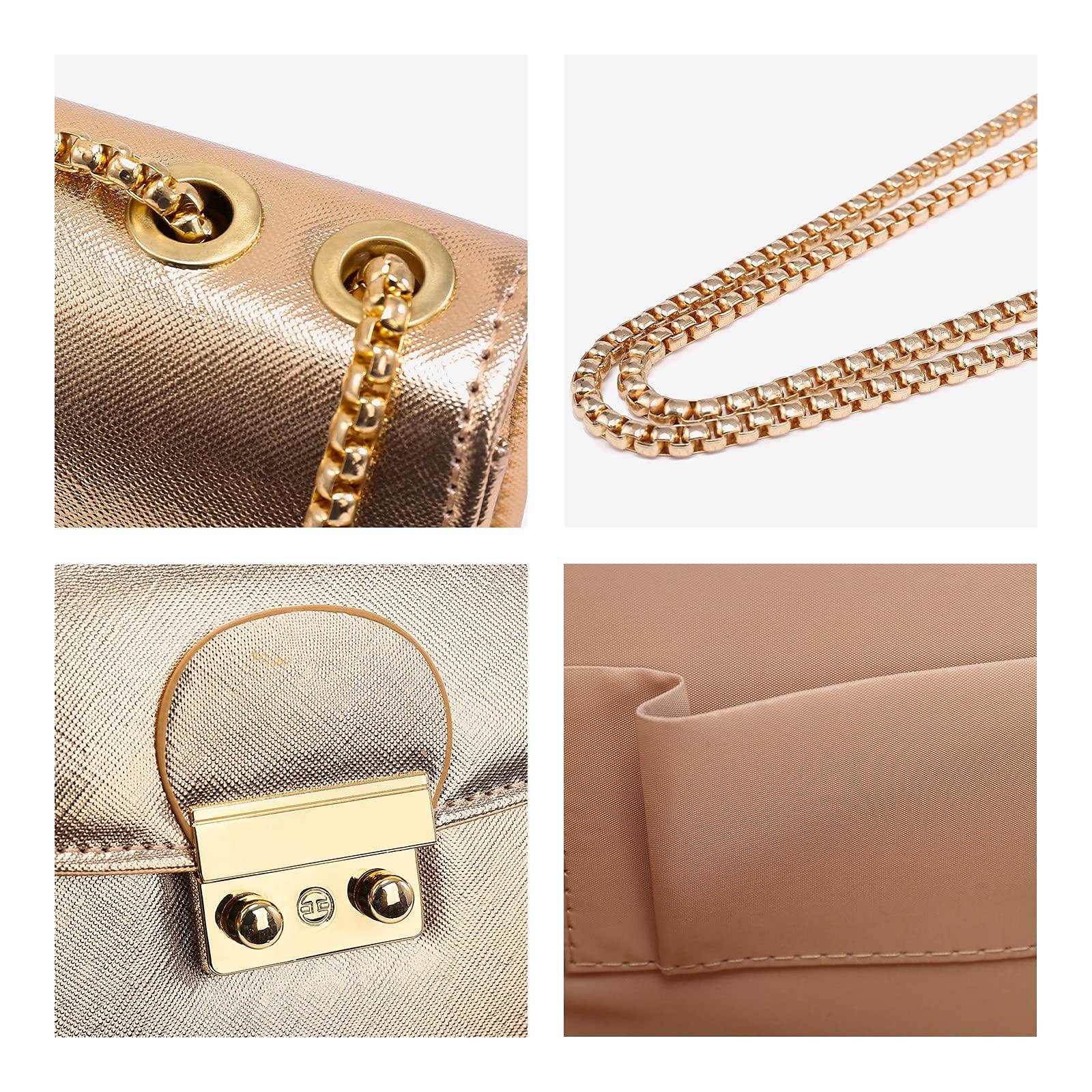 Push Lock Lightweight Vegan Leather Crossbody Bag With Chain Strap By Dasein - Dasein Bags