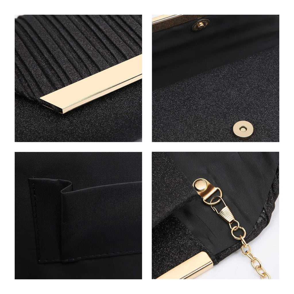 Dasein Glitter Flap Envelope Clutch Purses Evening Bags Wedding Party Prom Purse - Dasein Bags