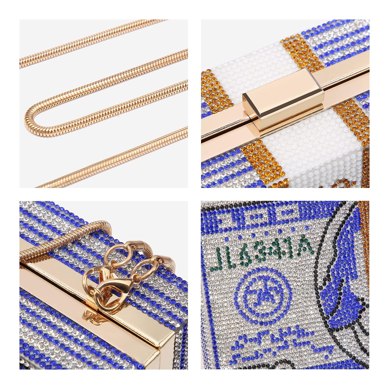 Stack of Cash Dollars Clutch Party Purse Crystal Evening Bag Cocktail for Women - Dasein Bags