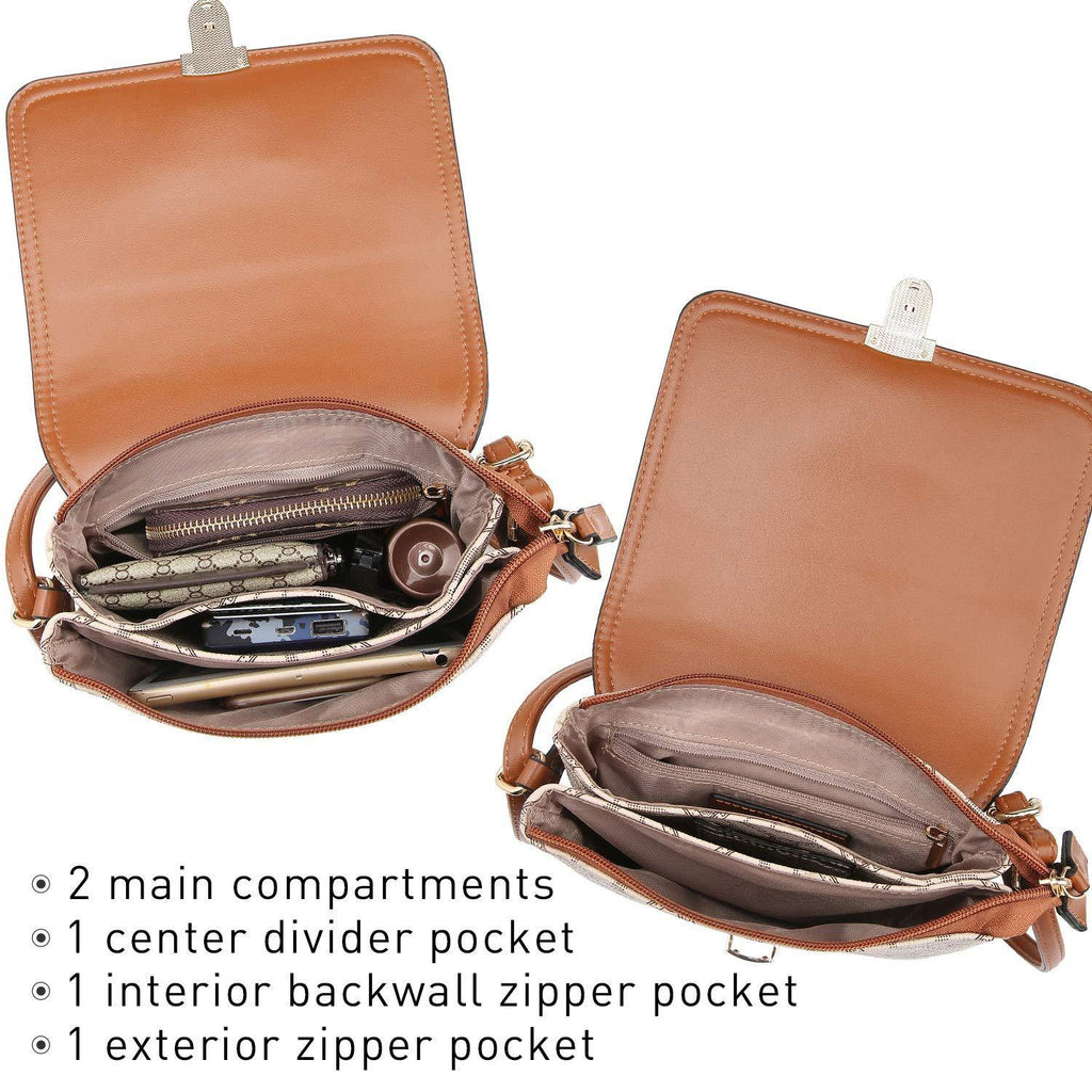 Fashion Monogram Flap Crossbody Bag - Dasein Bags