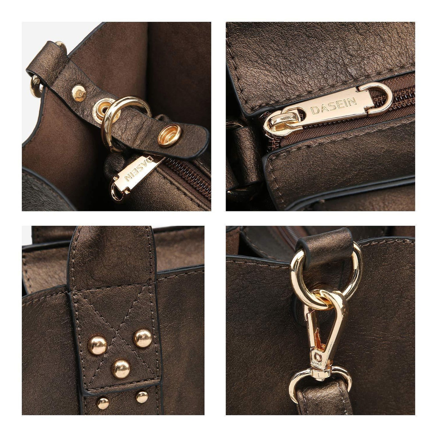 Studded 3-in-1 Top Handle Tote Handbag l Dasein - Dasein Bags