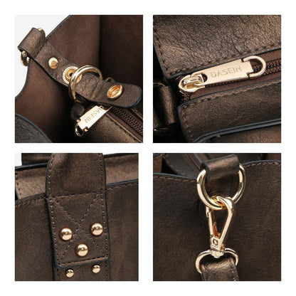 Studded 3-in-1 Top Handle Tote Handbag l Dasein - Dasein Bags