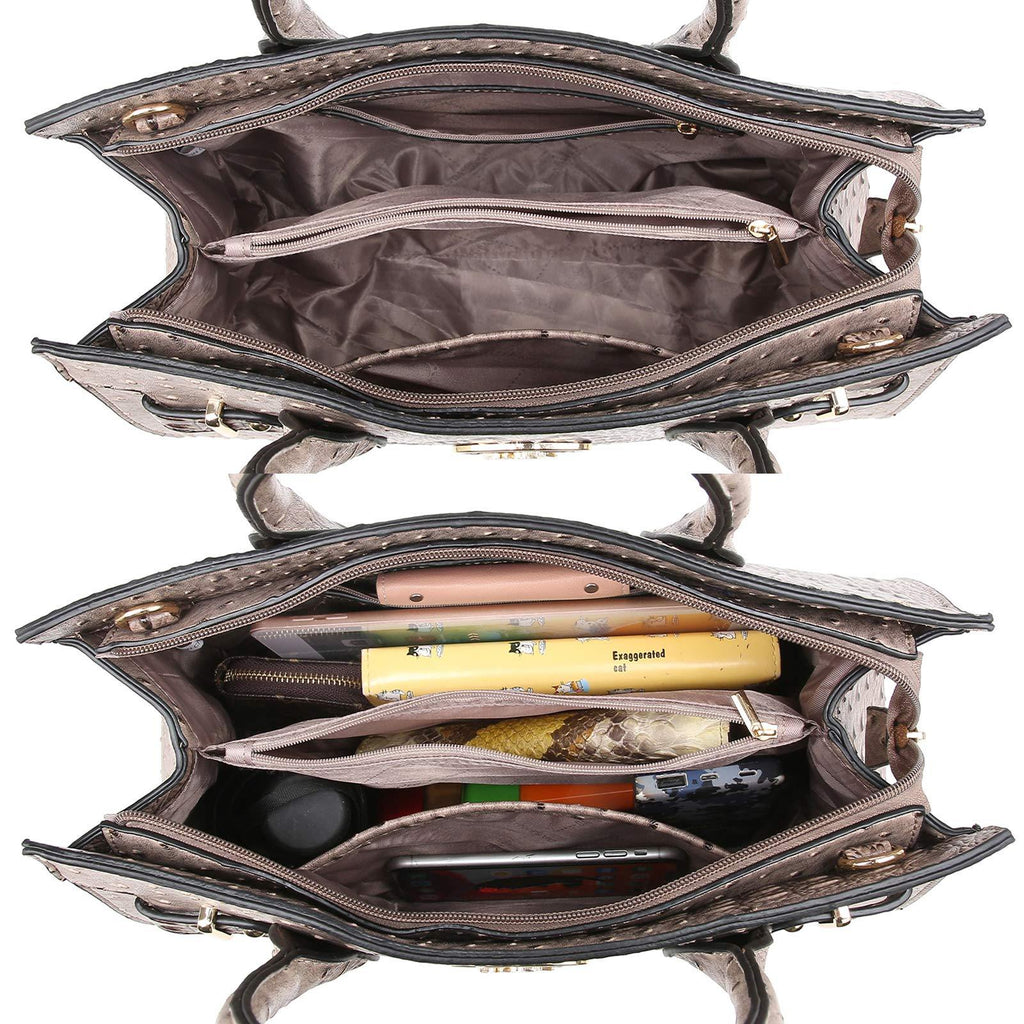 Fashion embossed Shoulder Top Handle Satchel Tote Bag with Matching Clutch l Dasein - Dasein Bags