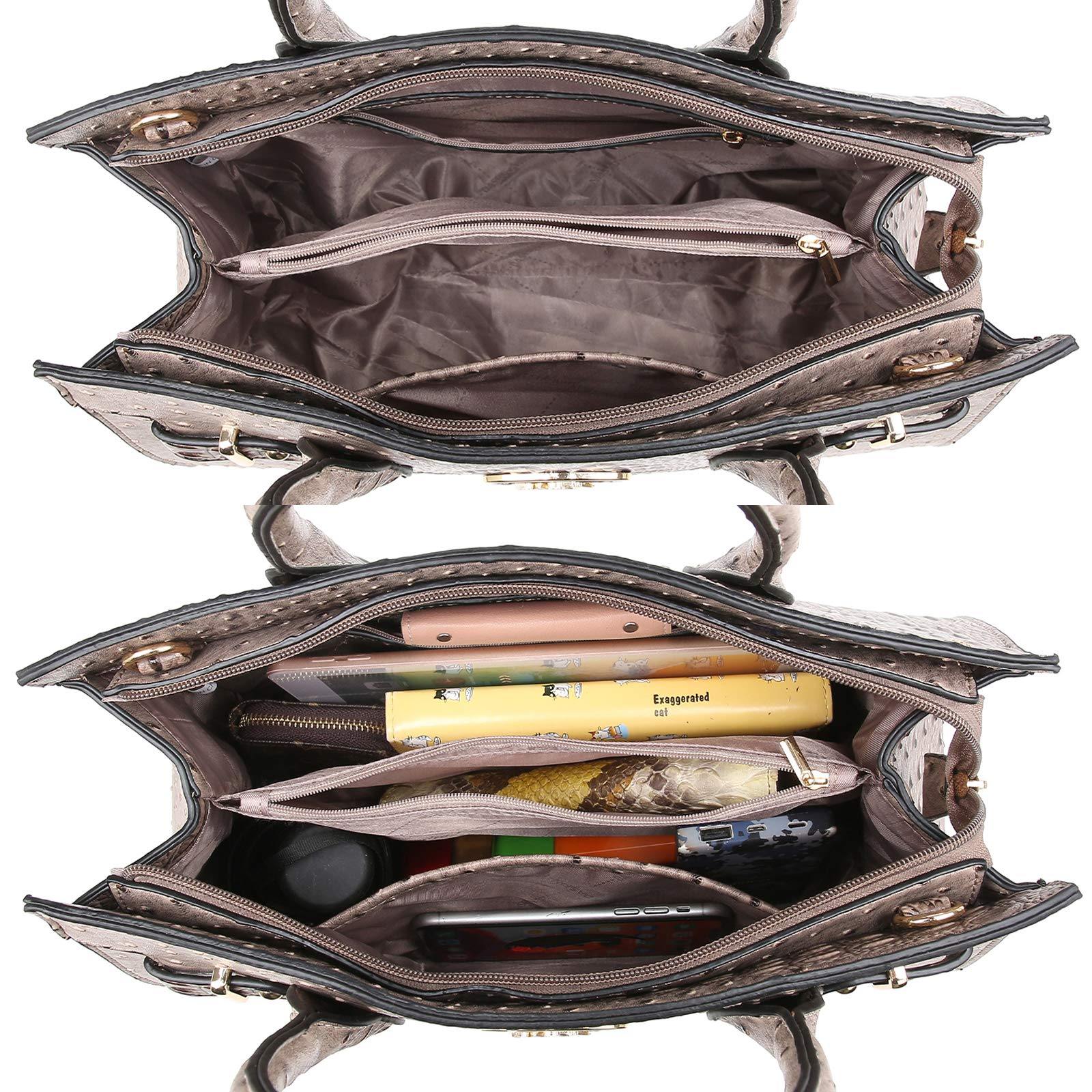 Fashion embossed Shoulder Top Handle Satchel Tote Bag with Matching Clutch l Dasein - Dasein Bags