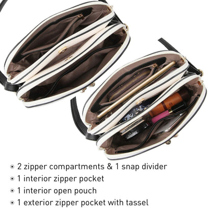 Two-Tone Tassel Crossbody Bag - Dasein Bags