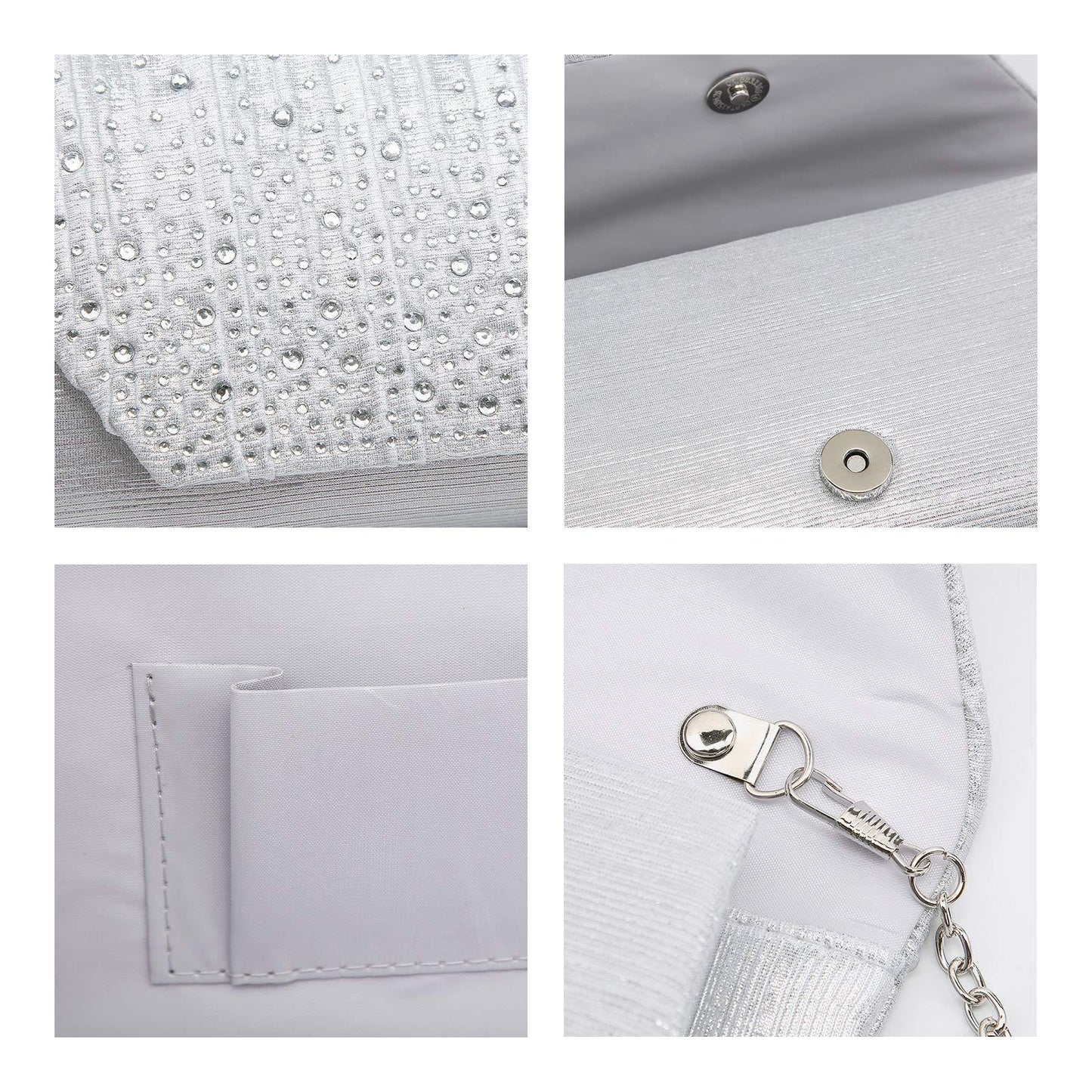 Women Glitter Rhinestone Wedding Evening Purse Envelope Clutch Dasein - Dasein Bags