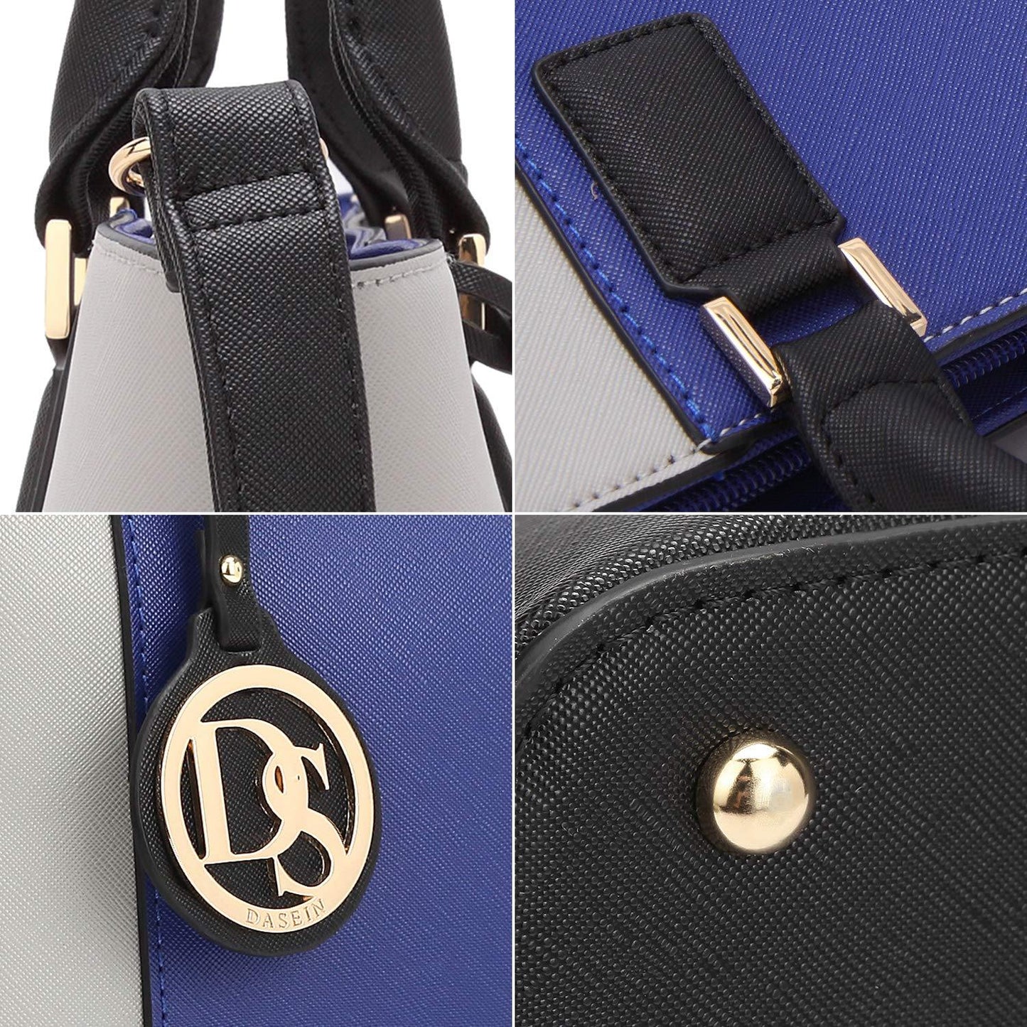 Fashion Stitching Color Large Tote Bag with Matching Wallet l Dasein - Dasein Bags