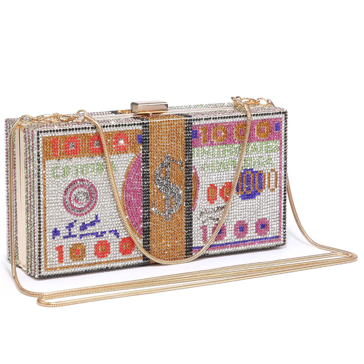 Stack of Cash Dollars Clutch Party Purse Crystal Evening Bag Cocktail for Women - Dasein Bags