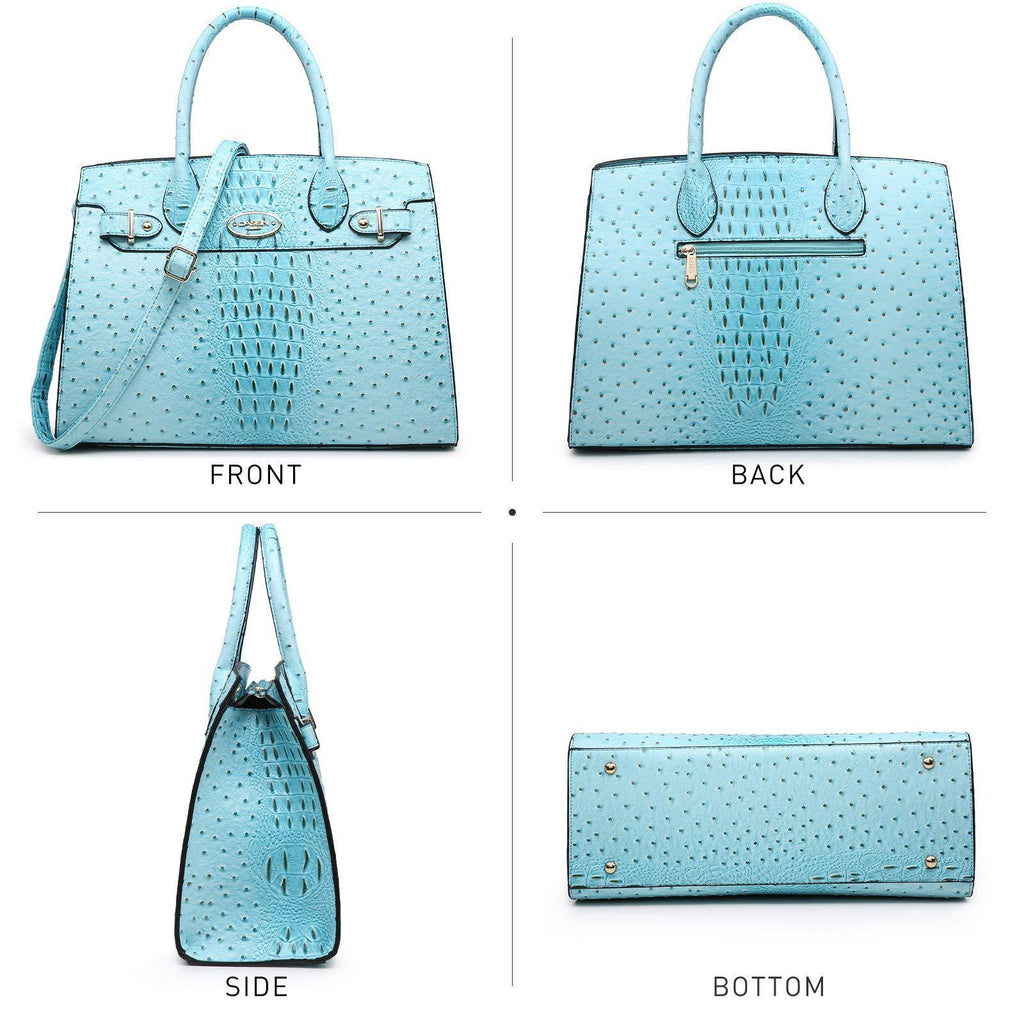 Fashion embossed Shoulder Top Handle Satchel Tote Bag with Matching Clutch l Dasein - Dasein Bags