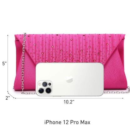 Women Glitter Rhinestone Wedding Evening Purse Envelope Clutch Dasein - Dasein Bags