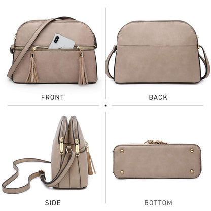 Tassel Front Zipper Crossbody Bag - Dasein Bags