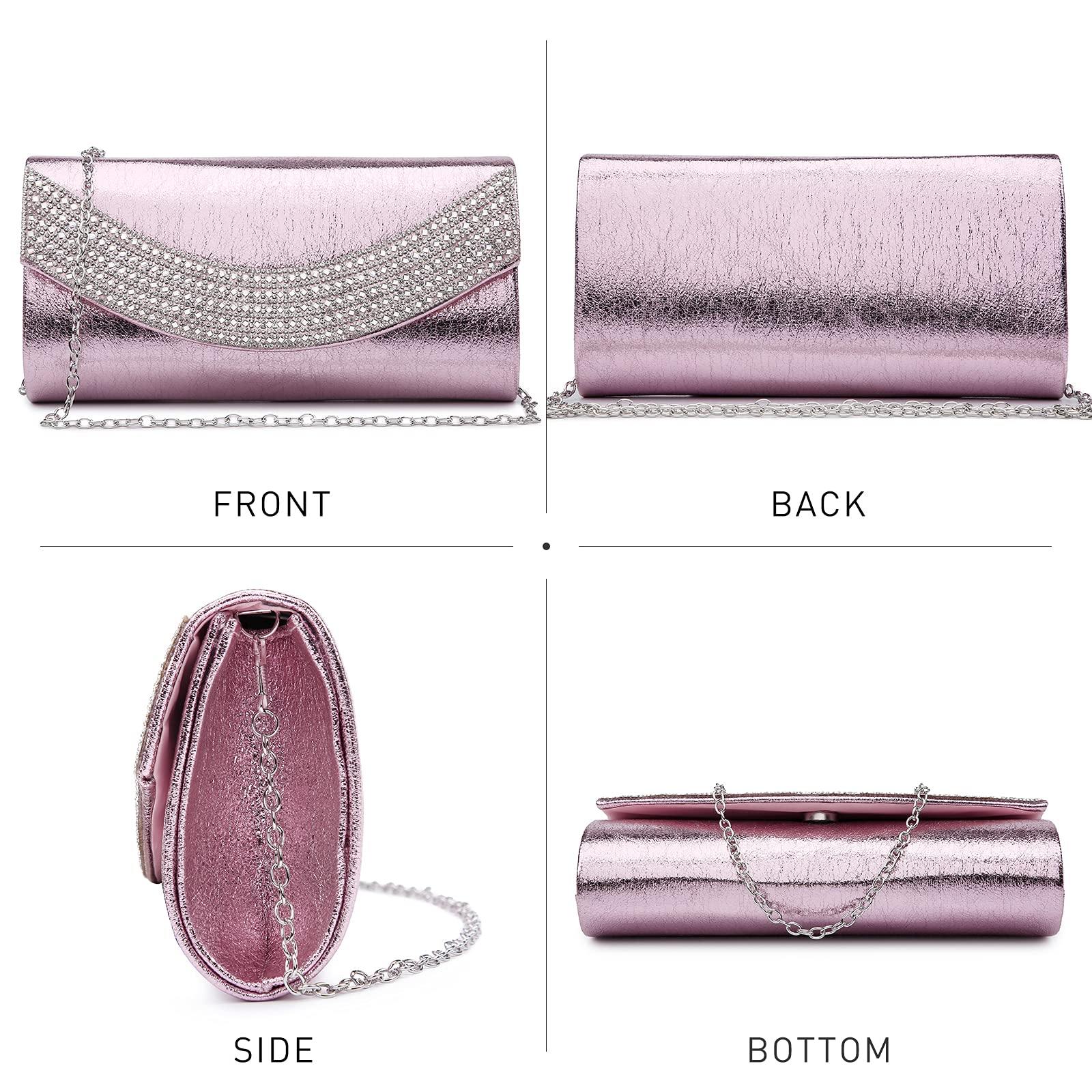 PU Leather Rhinestone Evening Bags Formal Wedding Party Purse Dasein - Dasein Bags