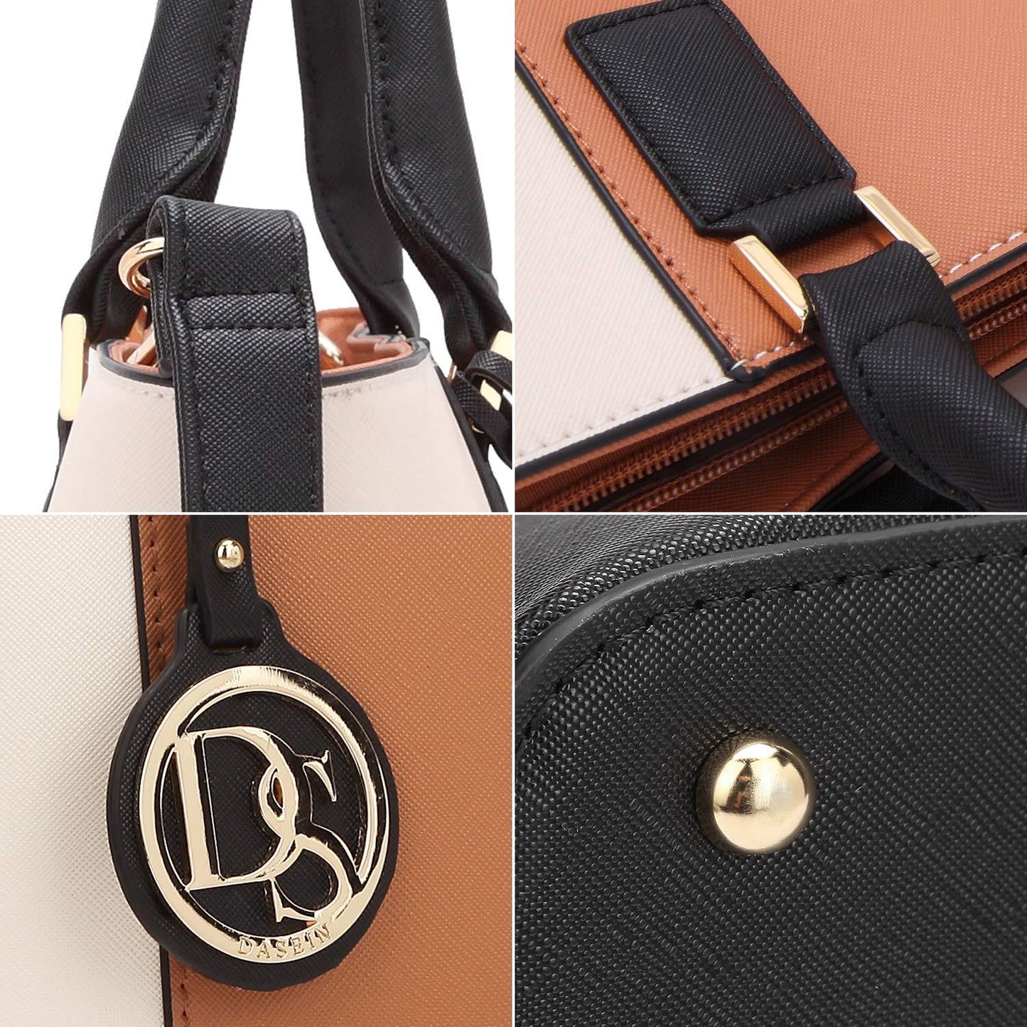 Fashion Stitching Color Large Tote Bag with Matching Wallet l Dasein - Dasein Bags