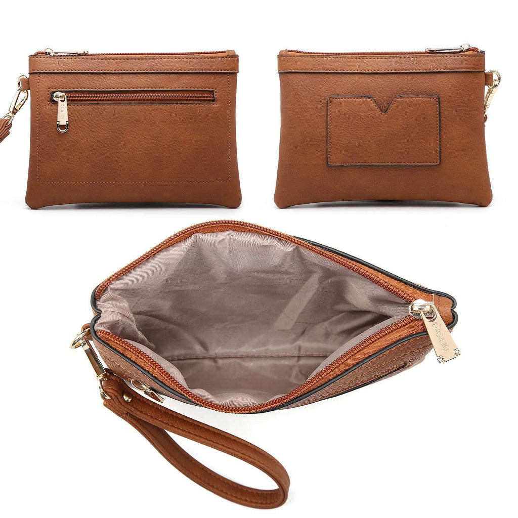 Tassel Weave Two Tone PU Leather Handbag with Matching Wallet l Dasein - Dasein Bags