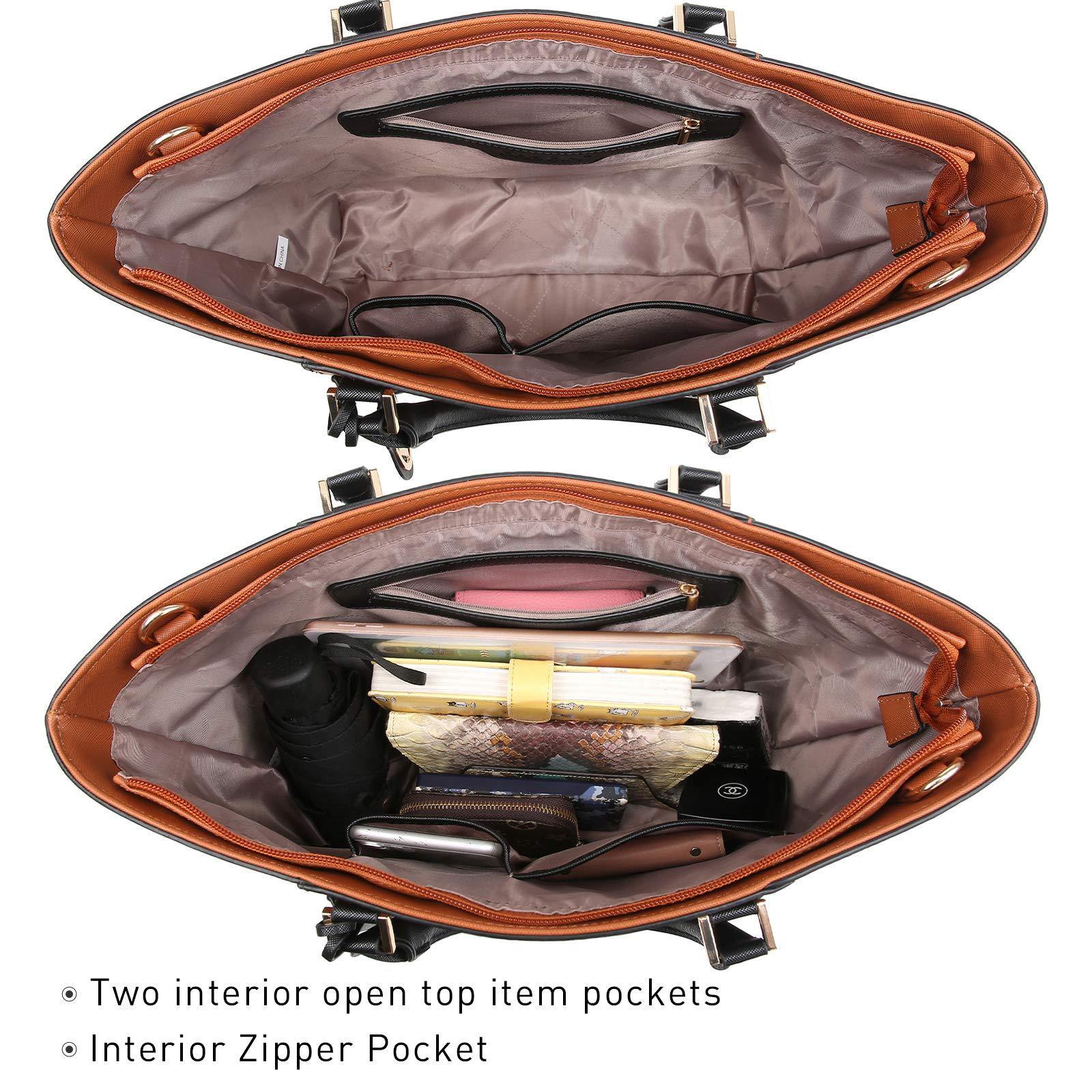 Fashion Stitching Color Large Tote Bag with Matching Wallet l Dasein - Dasein Bags