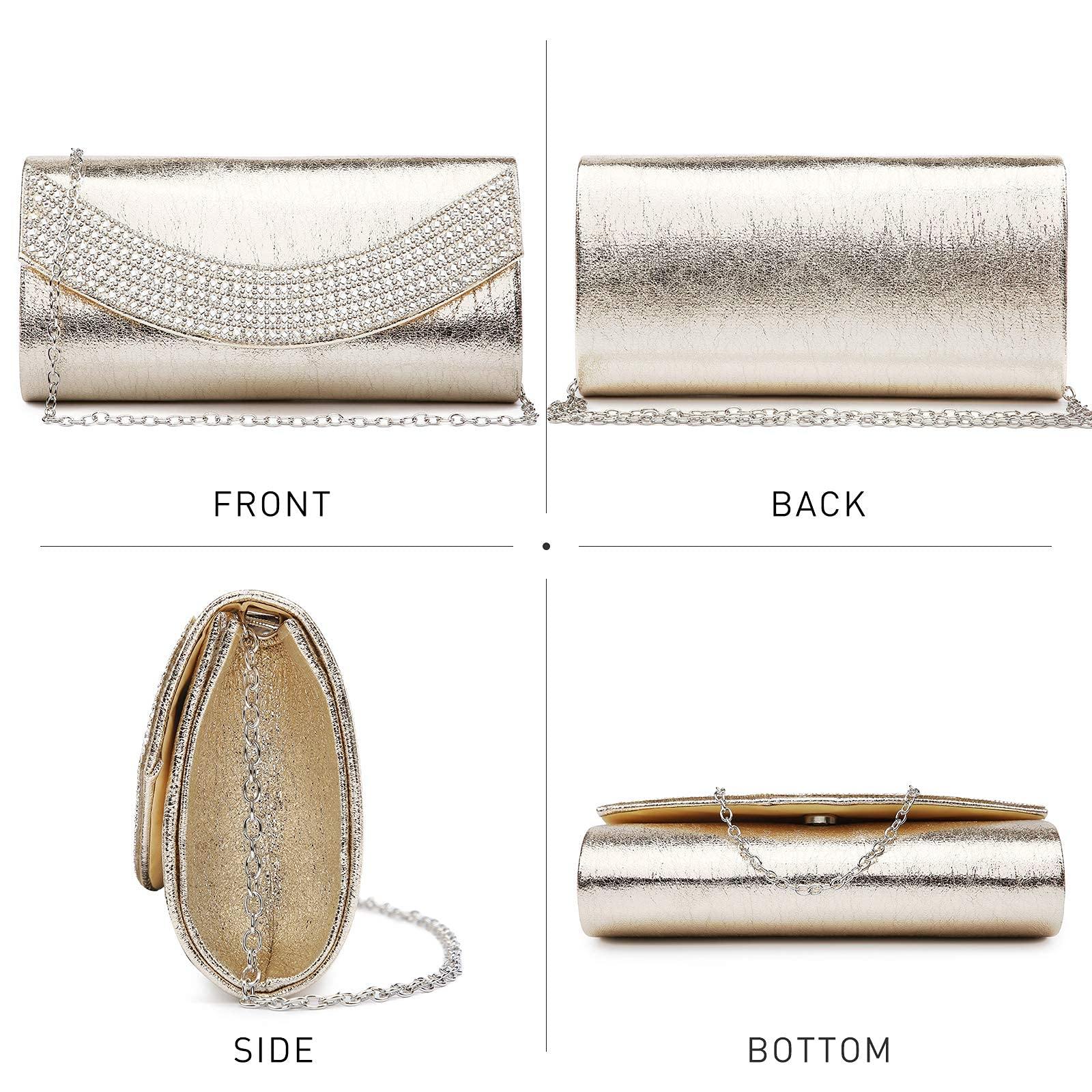 PU Leather Rhinestone Evening Bags Formal Wedding Party Purse Dasein - Dasein Bags