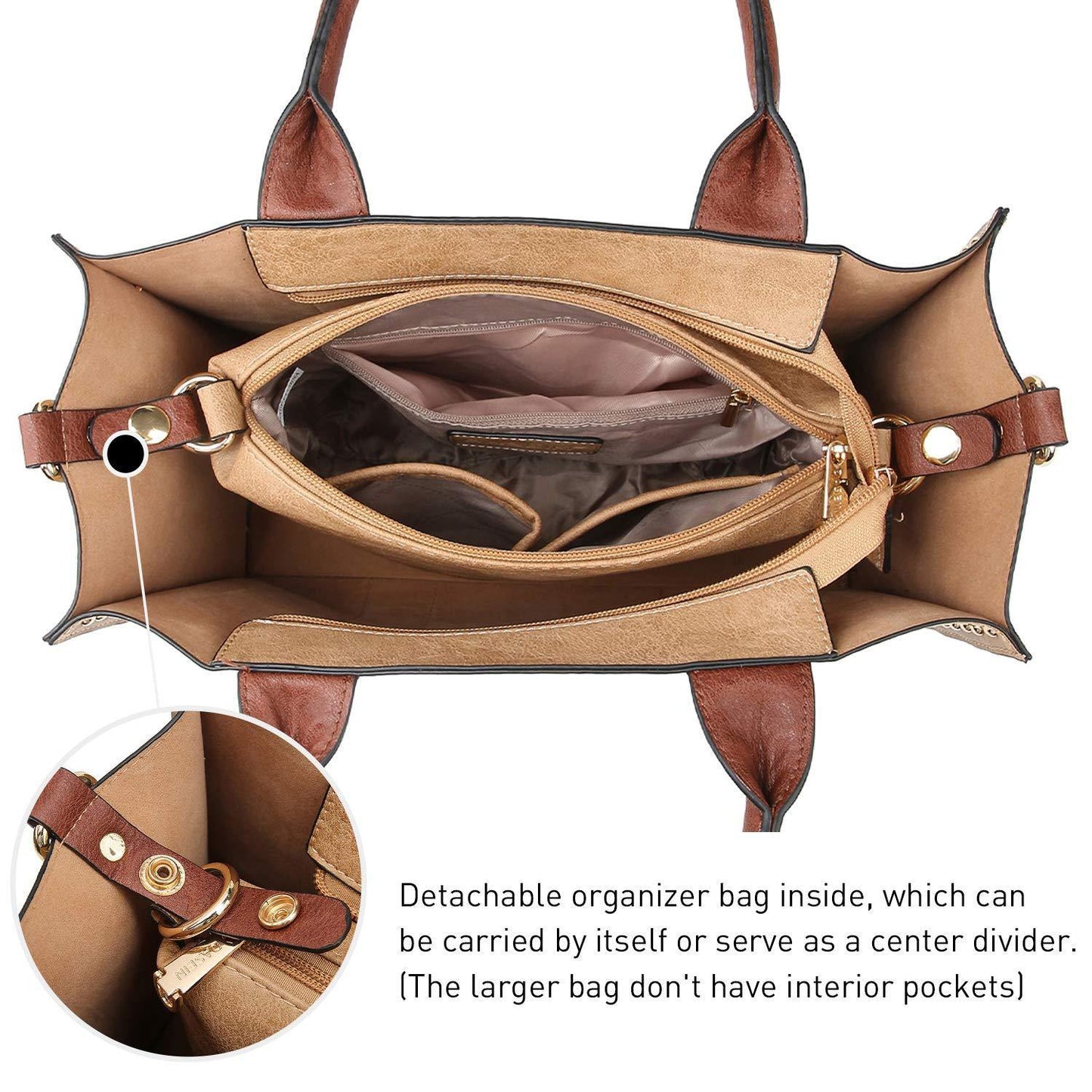 Studded 3-in-1 Top Handle Tote Handbag l Dasein - Dasein Bags